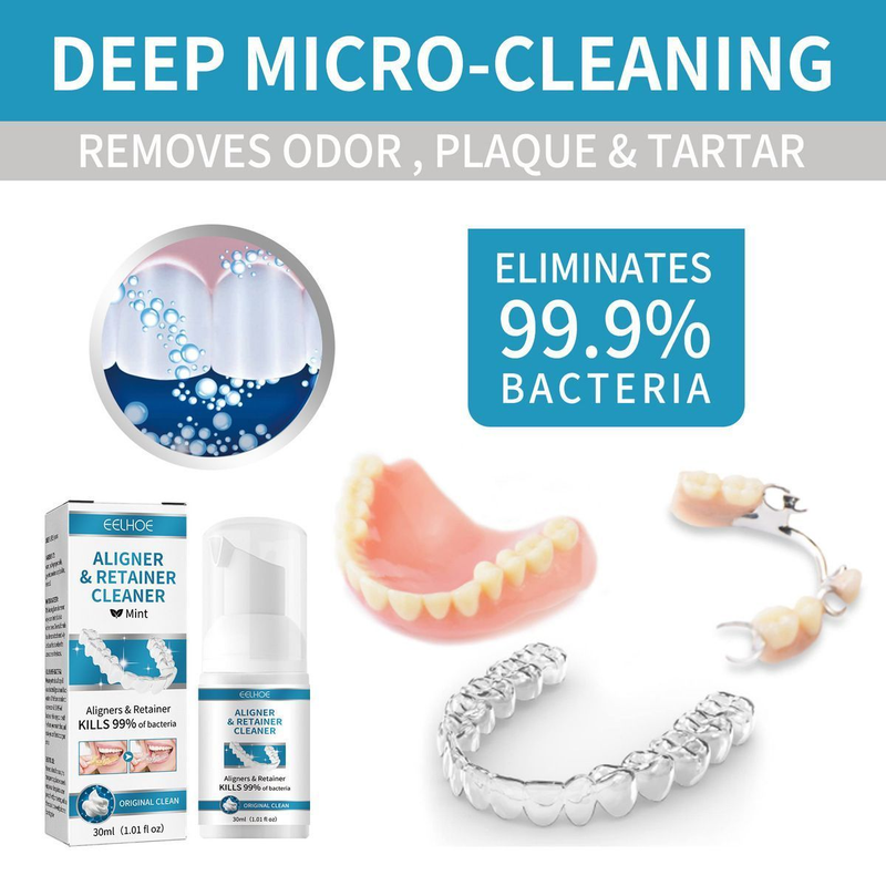 Denture cleaner for oral hygiene care, refreshing breath, removing tartar stains, and whitening dentures 2024_voghion.com