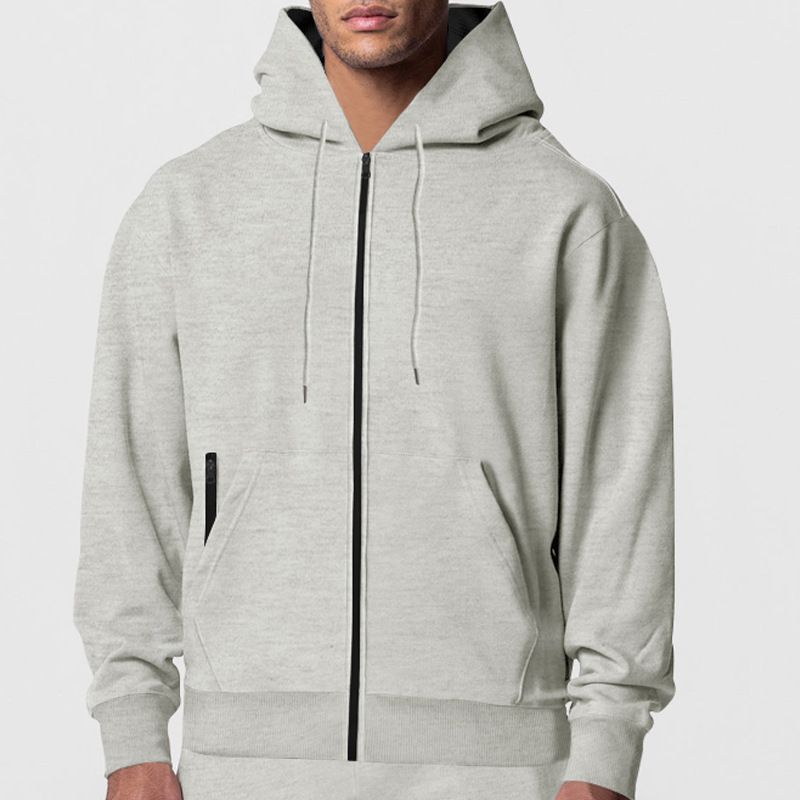 Felpa con cappuccio in pile tinta unita, calda e confortevole, a maniche lunghe, da uomo, autunno e inverno_voghion.com