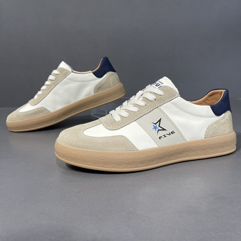 Echtes Leder Board Casual Daily Sports, junge Leute, Schnürschuhe kleine weiße Schuhe für Männer, deutsches Training, Forrest_voghion.com