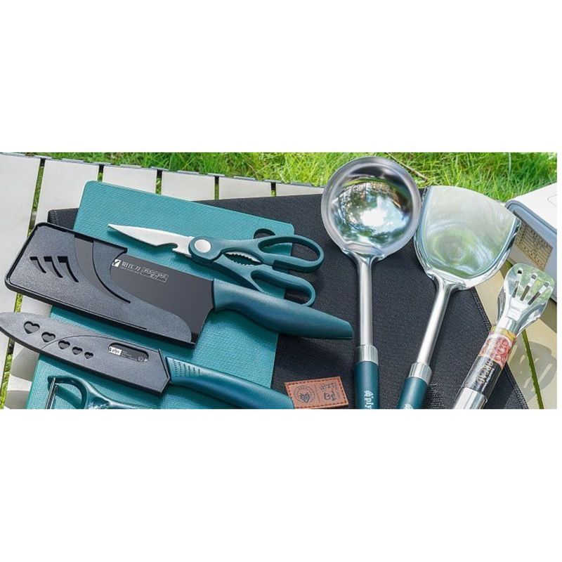 Pentole Utensili da esterno Campeggio Completo Cucina Borsa portaoggetti Set Coltello Picnic Cucina_voghion.com