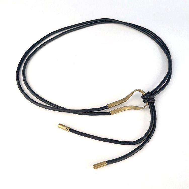 Cintura sottile in vera pelle con decorazione semplice in vita, stile nodo, per donna, stile coreano INS_voghion.com