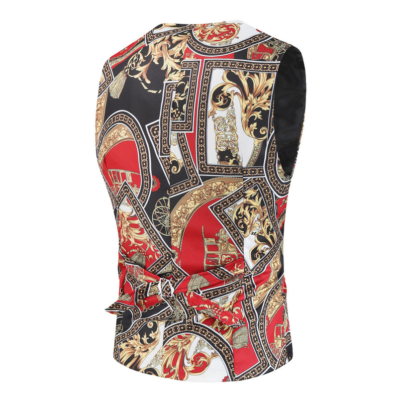 Large quantity in stock Foreign trade new men's fashion suit vest printed casual vest MJ411 M-4XL_voghion.com