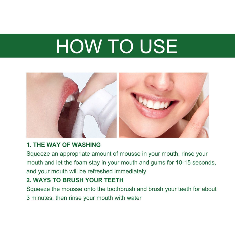 Beauty Care Shop Zahnaufhellung Whitening Cleansing Mousse Erfrischt, hellt Zähne auf, beugt Karies vor, beseitigt Gerüche, Flecken_voghion.com