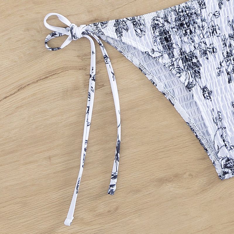 Abbigliamento da donna, costume da bagno bikini multicolore sexy con scollo a V, scollo a V, borsa a tracolla e triangolo plissettato_voghion.com