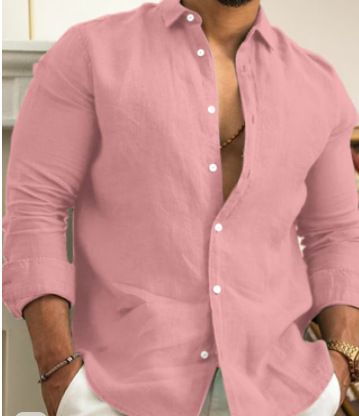 Herren Leinenhemd Button-Up Hemd Sommer Strand Hemd Einfarbig_voghion.com