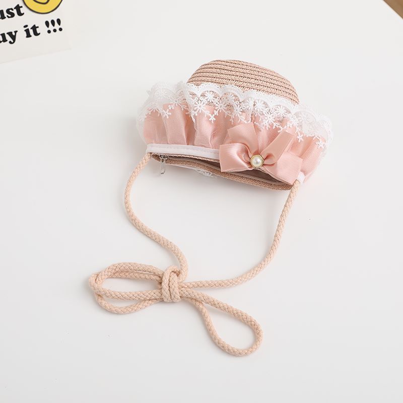 Cappelli di paglia da pescatore pieghevoli da spiaggia per bambini, protezione solare estiva da donna e set di borse_voghion.com