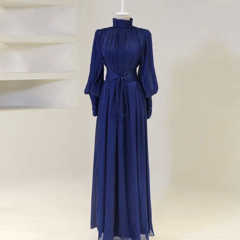 Elegant Long-Sleeve Ruffle Hem Dress For Women – Flowy Maxi Dress With 3D Texture (Multiple Colors & Sizes)_voghion.com