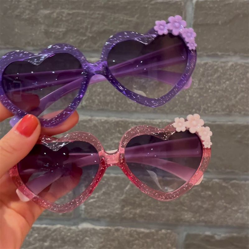 Occhiali da sole per bambini alla moda con cuore, per bambine e ragazzi, con simpatici cartoni animati e fiori, protezione solare per esterni, adorabili occhiali per bambini._voghion.com