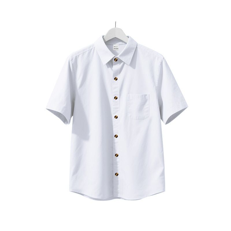 American Summer Herren Gewebtes Revers Einfarbig Große Größe Lässig Einfaches Business Kurzarmhemd Herren_voghion.com