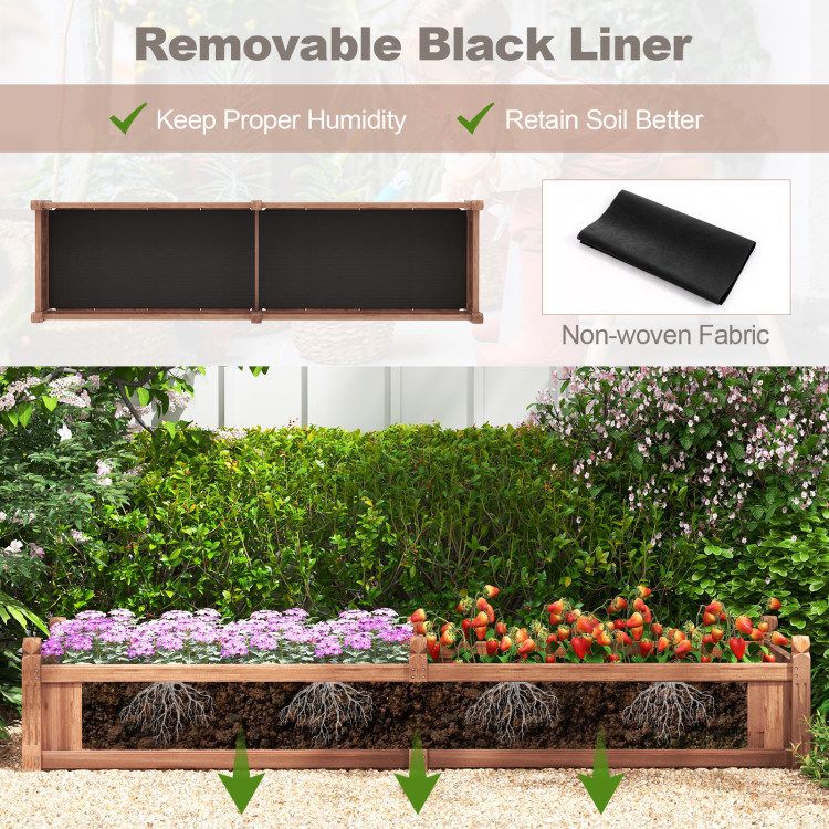 91 x 24 x 16 Inch Divisible Planter Box with Corner Drainage and Non-woven Liner for Growing Vegetables_voghion.com
