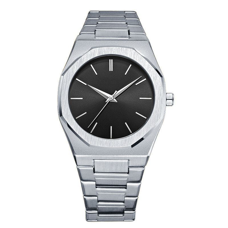 New Men's Waterproof Stainless Steel Butterfly Double Snap Quartz Watch Ultra-Thin Simple Diamond-Shaped Wristwatch_voghion.com