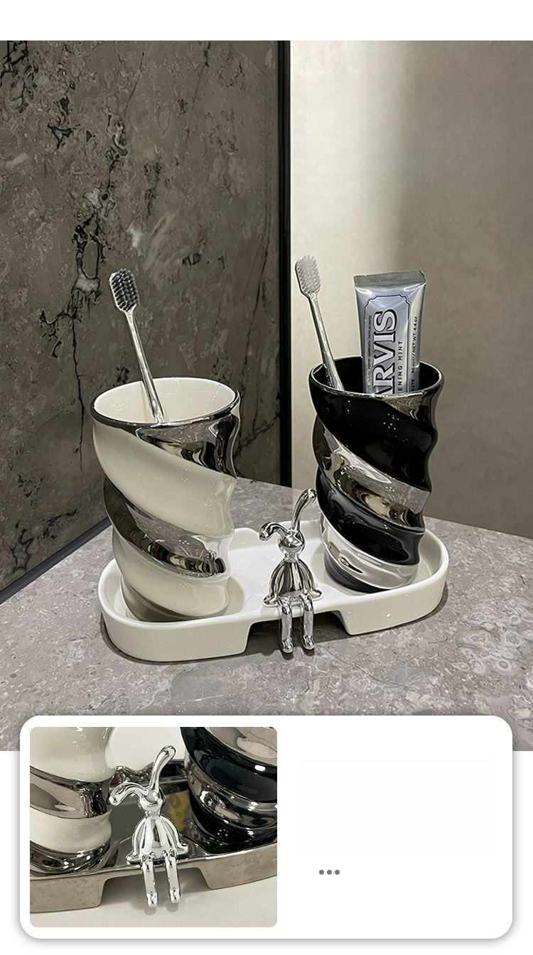 Bicchiere portaspazzolino in ceramica ACZT Kähler - Set per coppie premium con design igienico_voghion.com