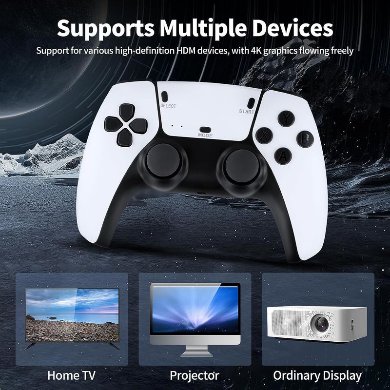 4K Retro Game Console Plug&Play 20000+ Video Game Stick +2x Wireless Controllers_voghion.com