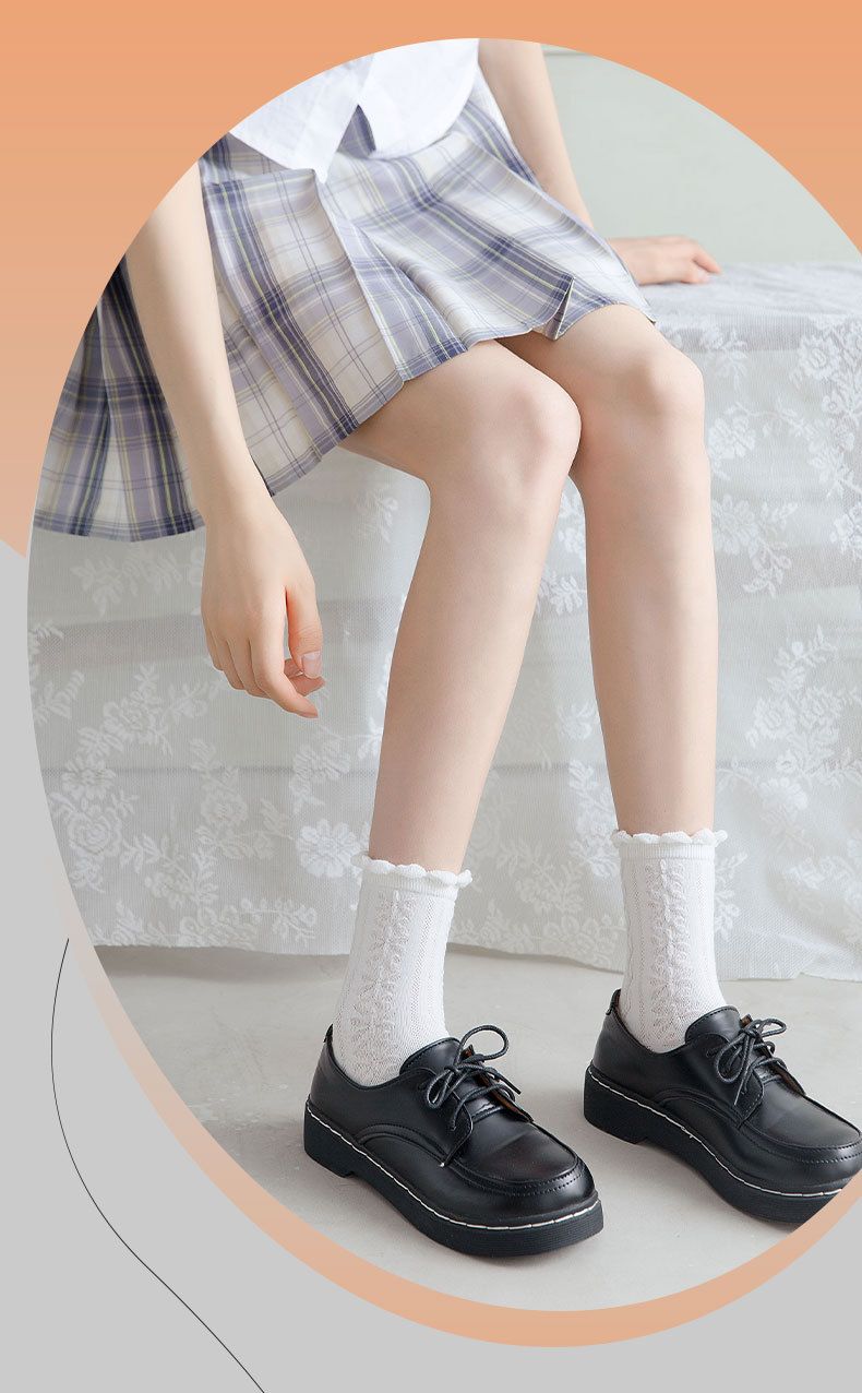 Weiße Socken für Damen, süße JK-Socken im japanischen Stil, Lolita-Spitzensocken, trendige Sommer-Mittelschlauchsocken, College-Socken für Damen_voghion.com