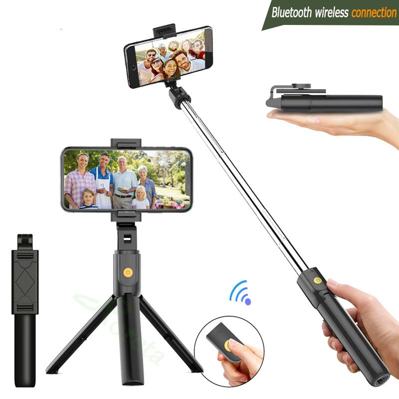 3 In 1 Wireless Bluetooth-kompatibel Selfie Stick Faltbare Mini Stativ Erweiterbar Einbeinstativ mit Fernbedienung für IOS Android_voghion.com