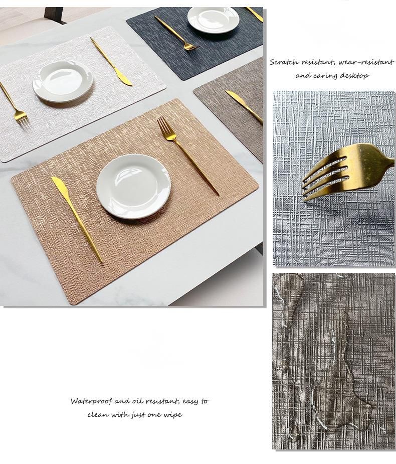 European Style Leher He Insulion Werproof Tray Metal Texture Double-Sided Square Western Dining Non-Slip Table_voghion.com