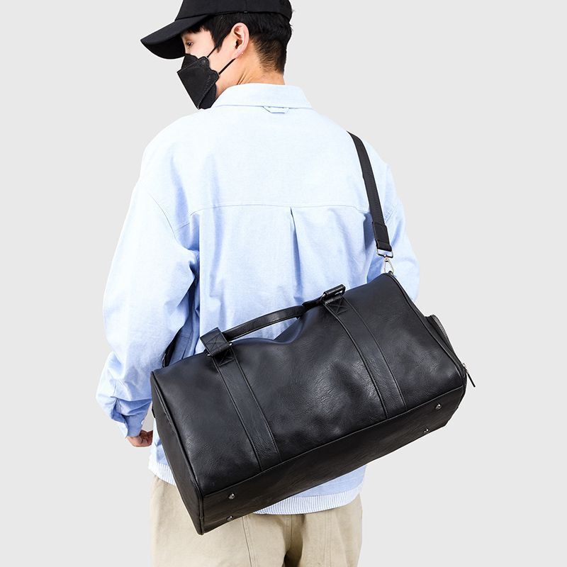 Men's Genuine Leather Travel With Shoe Compartment, Large Capacity Handbag, Shoulder Crossbody Bag, Waterproof And_voghion.com