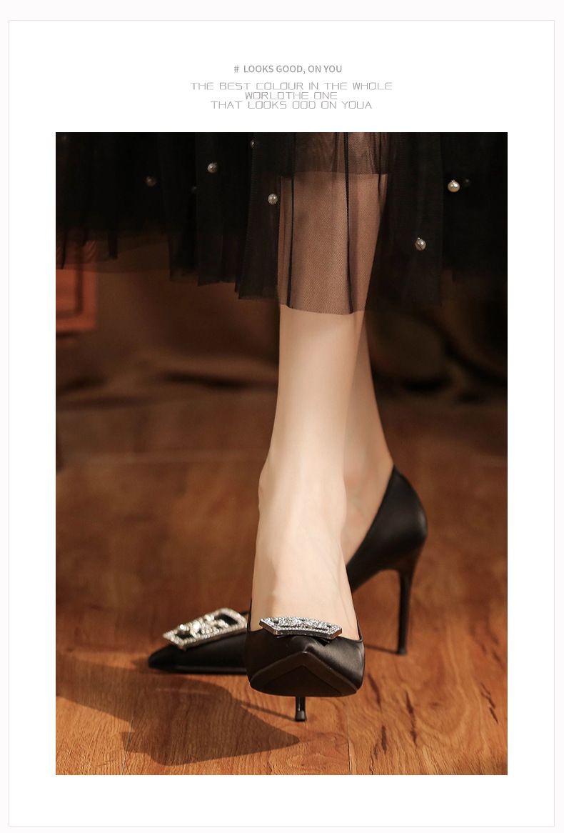 9888D-085 Stiletto Spitzschuh Strass Pendler Berufsschuhe Klassisch Vielseitig Täglich High Heels Elegant Schlicht_voghion.com