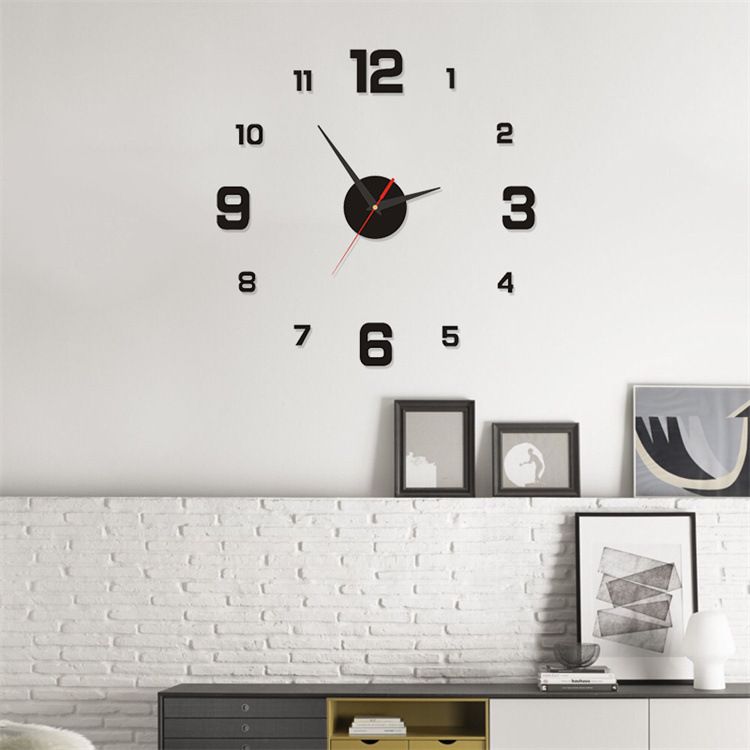 Modern Silent Sweep Wall Clock – Glow-in-the-Dark Acrylic Peel & Stick DIY Clock For Living Room, Bedroom & Office_voghion.com