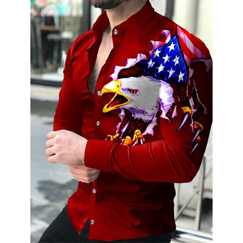 2023 New Spring Autumn Men's Long sleeved Flower Large and Thin Top Gradient Print Shirt_voghion.com