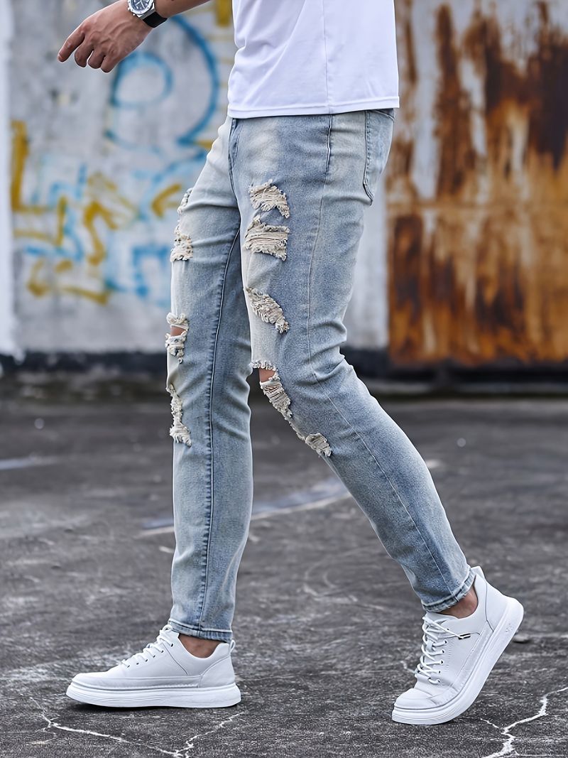 Basis herre skinny tight ripped denim nye herre skinnybukser_voghion.com