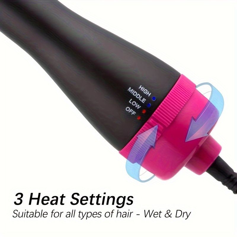 Spazzola ad aria calda, spazzola per asciugacapelli 4 in 1, pettine per asciugacapelli a ioni negativi, spazzola per lo styling dei capelli da salone, utilizzata per lisciare, arricciare e asciugare_voghion.com