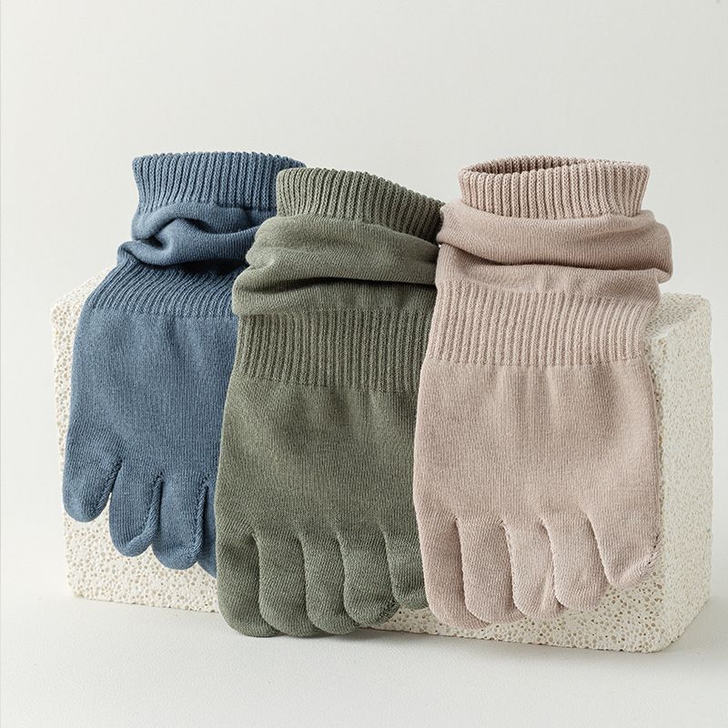 Calzini a cinque dita per tutte le stagioni, calzini da uomo in cotone tinta unita, assorbenti del sudore e deodoranti, con dita divise, anti-infezione incrociata, calzini corti 100% cotone_voghion.com