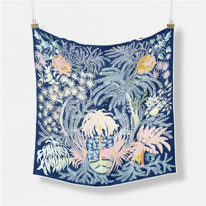 Cremefarbener, süßer Stil, leicht, 53 Seide, für Damen, Reisen, Urlaub, kleiner, quadratischer Halsschal, Tasche, Dekorationsband_voghion.com