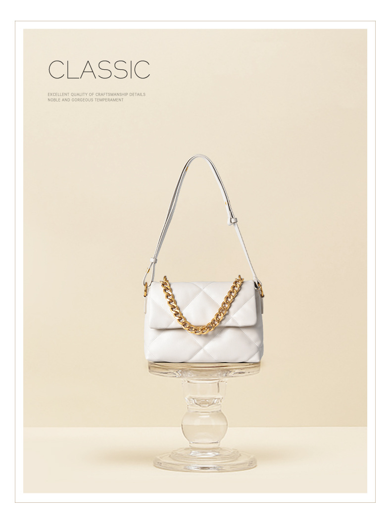Borsa a tracolla elegante da donna - Elegante borsa quadrata piccola con tracolla a catena in morbida pelle PU, perfetta per l'uso quotidiano, borsa a tracolla leggera di lusso_voghion.com