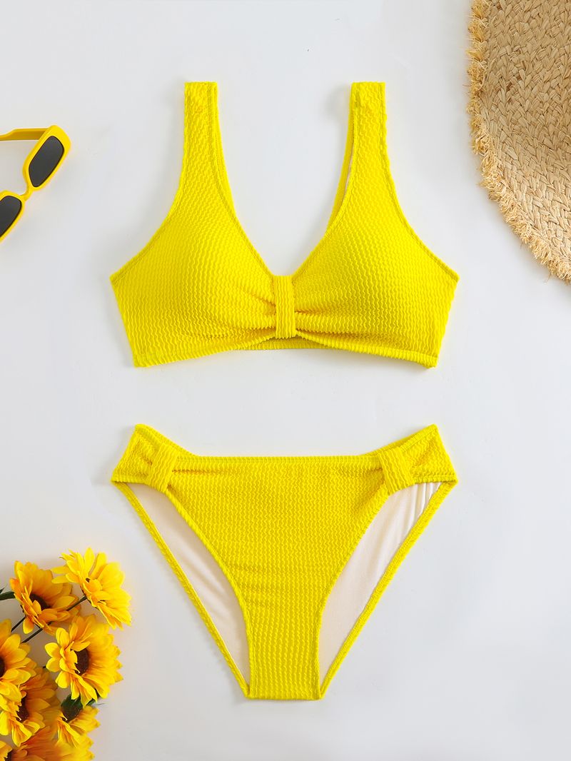Kadın Giyim Bikini Modası Düz Renk Tatil Seksi Sıcak Mayo_voghion.com
