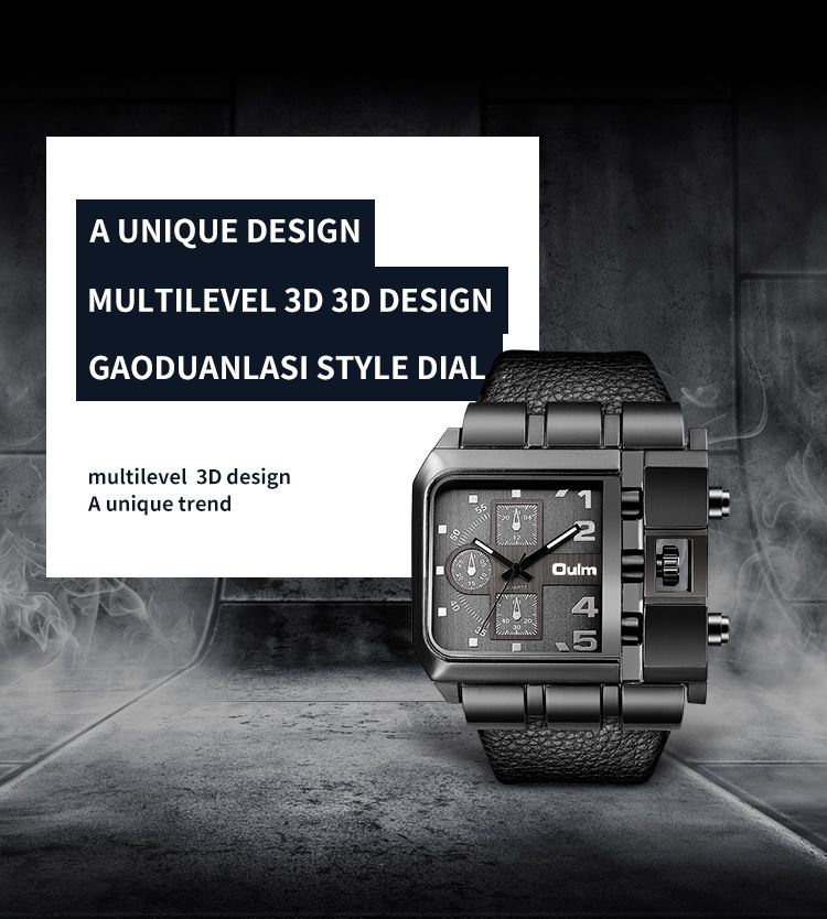 Men's Classic Square Quartz Watch With PU Strap Large Dial, Movement, Fashionable Casual Timepiece Casual Leather Belt Watch Personality Square_voghion.com