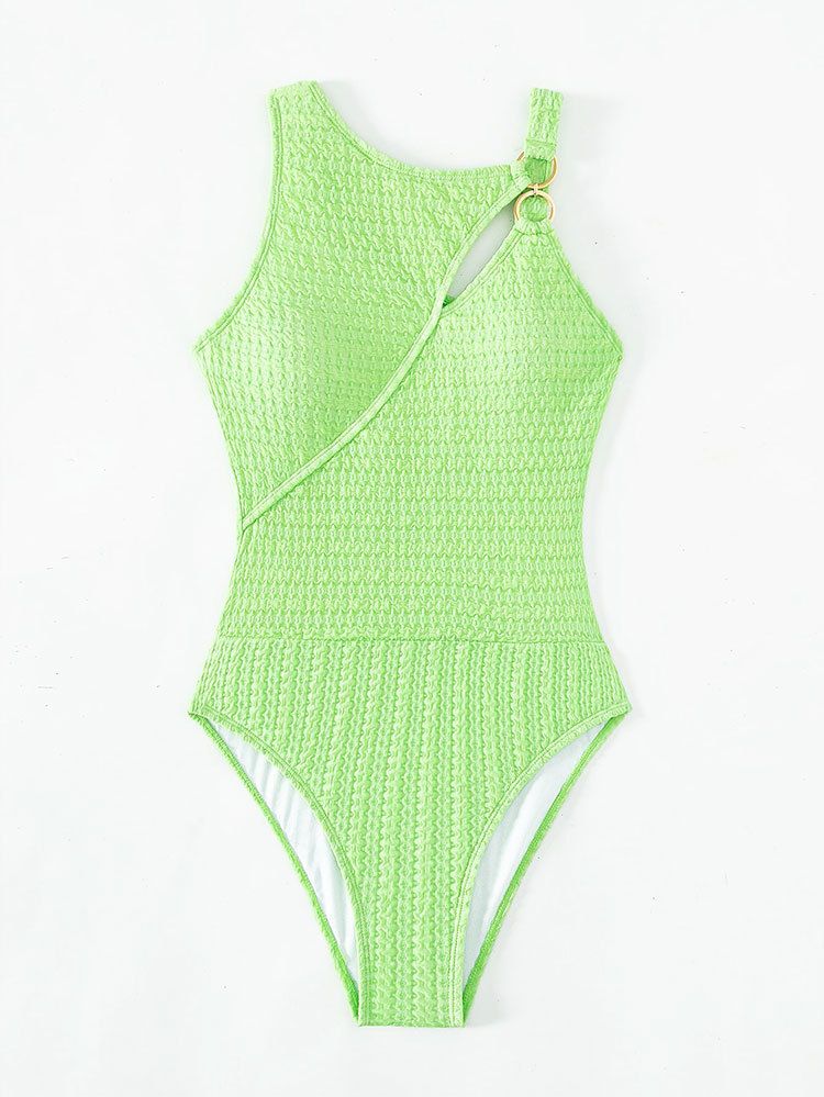 Maillot de bain une pièce pour femmes, couleur unie, doux, serré, couvrant le ventre, bikini de plage_voghion.com