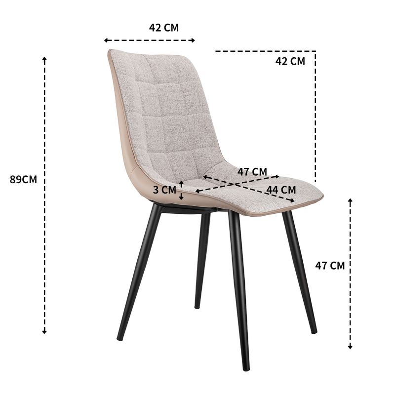 2er Set Esszimmerstühle Mit Leinenstoff, Metallgestell_voghion.com