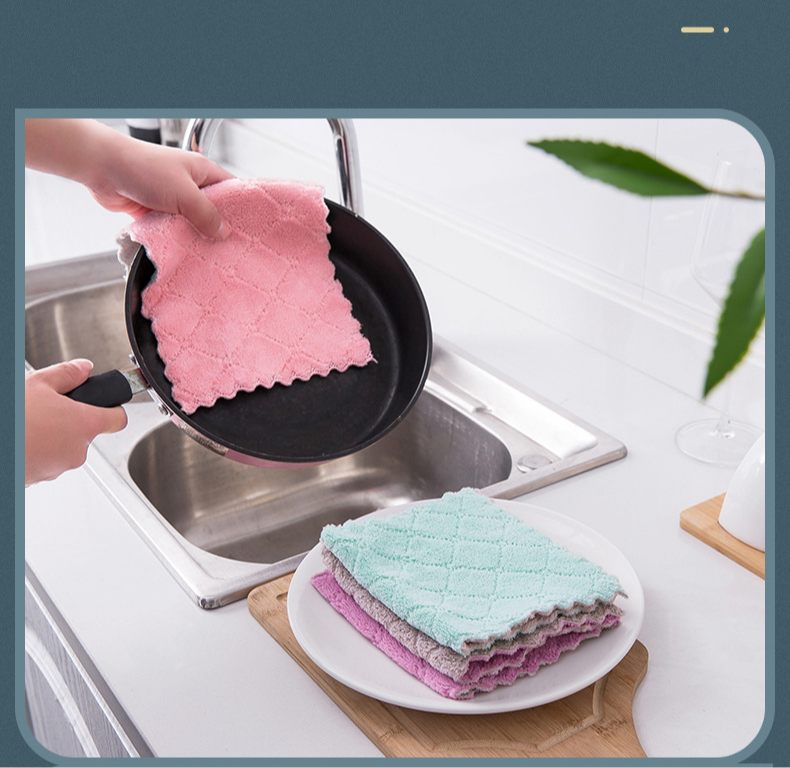 3 pçs/5 pçs/10 pçs toalha de microfibra absorvente pano de limpeza de cozinha antiaderente óleo prato toalha trapos guardanapos utensílios de mesa toalha de limpeza doméstica_voghion.com