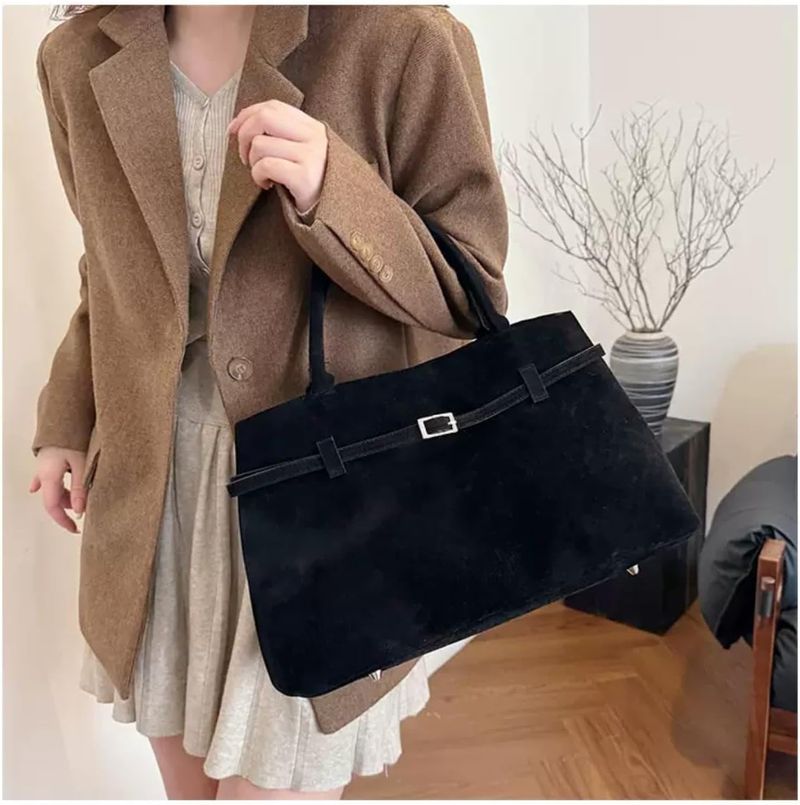 Sacs pour femmes automne et hiver, sac fourre-tout en daim givré avec boucle de ceinture pour les navetteurs paresseux_voghion.com