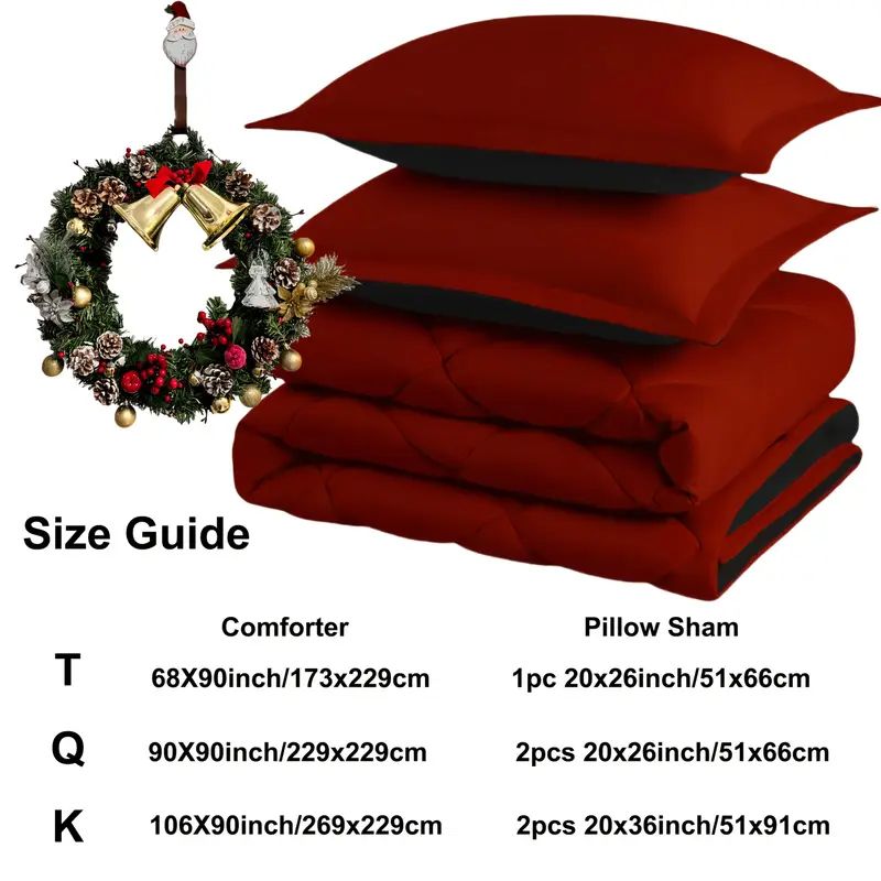 2/3-teiliges Wende-Bettwäscheset, Bettdeckenset Queen/King Size, für alle Jahreszeiten, 1 Bettdecke und 1/2 Kissenbezüge_voghion.com