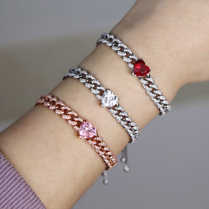 Damessieraden Hartvormige Zirkonia Kettingarmband Hip Hop Volledige Diamanten Armband_voghion.com