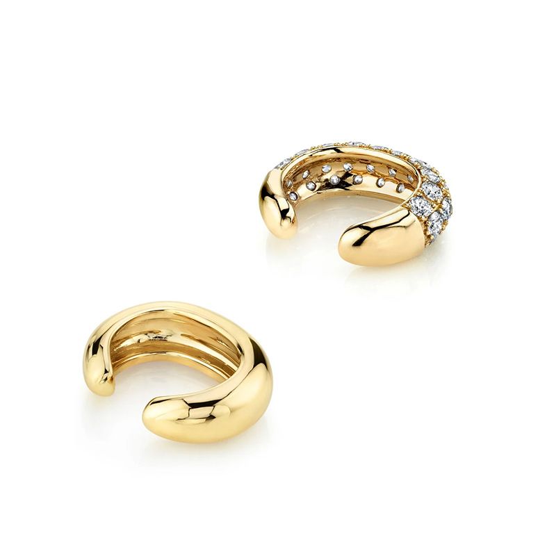 Orecchini a forma di C con polsino a punta in zirconi colorati, coppia asimmetrica, clip per orecchini non forati_voghion.com