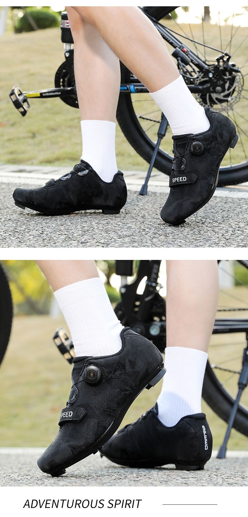 2024 Four Seasons Mountain Lockable Cycling für Männer und Frauen, Rennradschloss Hard Spinning Schuhe, Fahrradschuhe mit breiter Sohle_voghion.com