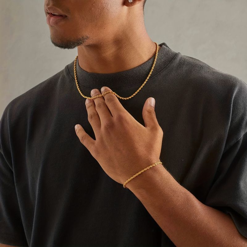 Necklaces Fashion 3mm Width Stains Steel Rope Chain Necklace Hip_voghion.com