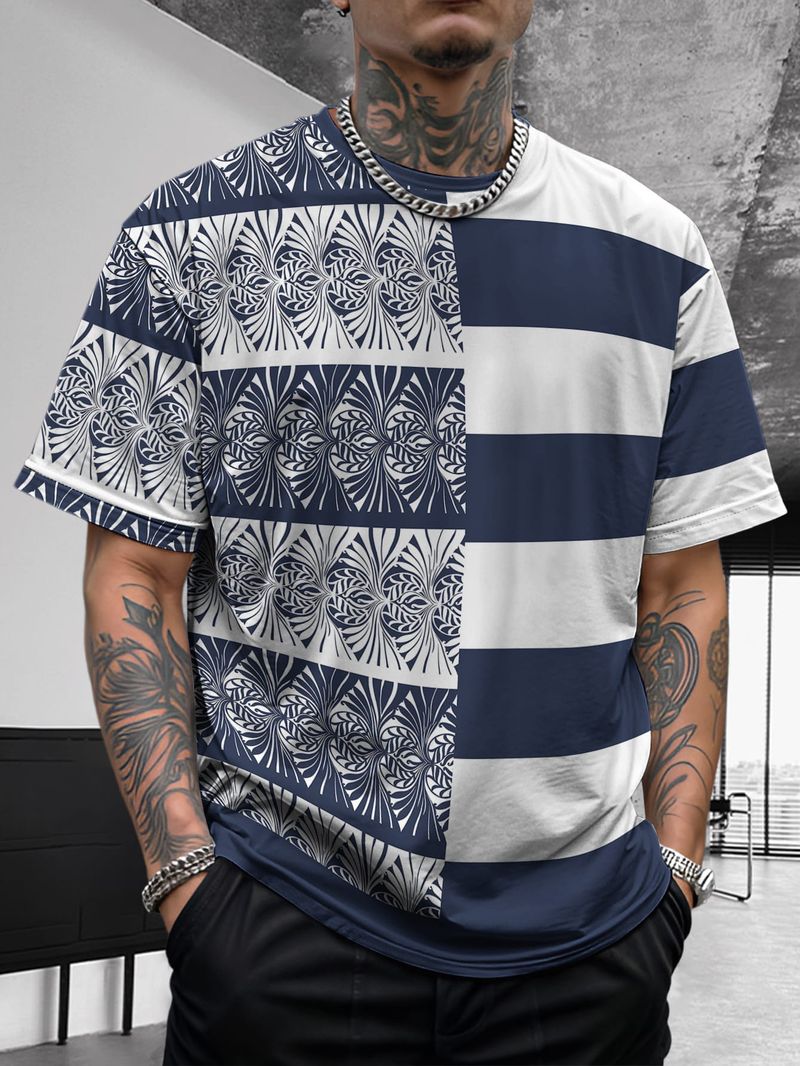 Sommer Neue Herren Kontrastfarbe Street Style Patchwork Mode Lässig Vielseitig Atmungsaktiv Kurzarmhemd_voghion.com