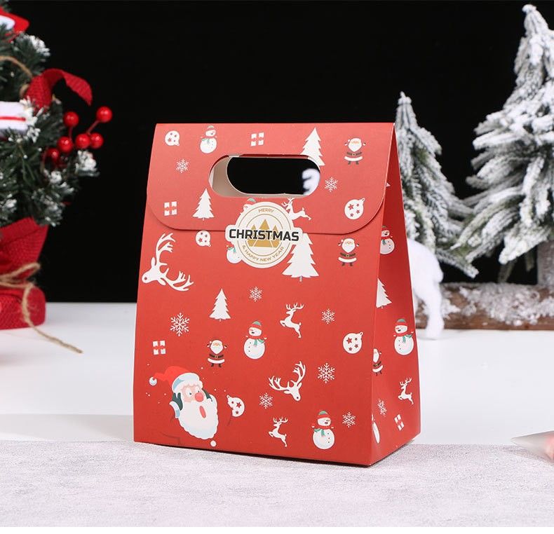 Weihnachtsgeschenktüten aus Kraftpapier für Kekse, Nougat- und Schneeflockengebäck – 10er-Packung, strapazierfähig, 350 g, rot/grün, Backverpackung_voghion.com