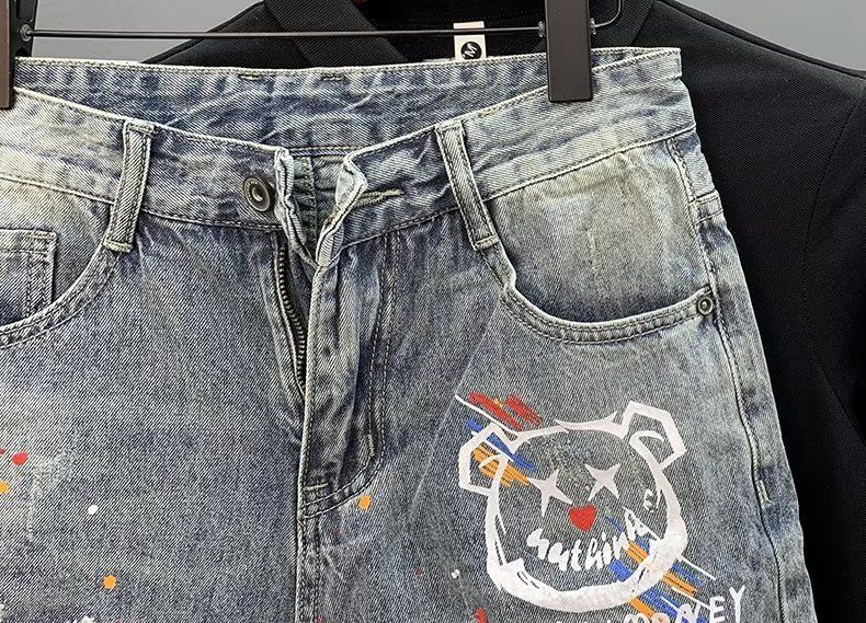 Herrenbekleidung Sommer Dünne Mode Ripped Patch Denim Shorts Herren Trendy Marke All Match Cat Whisker Distressed Beggar Five Point Pants_voghion.com