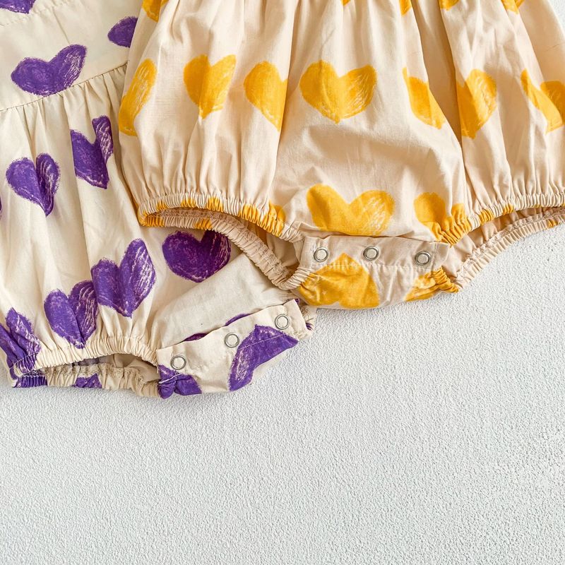 Instagram Summer New Korean Edition Baby Short sleeved Love Cute Crawling Clothes for Girls with Small Square Neck Bag_voghion.com