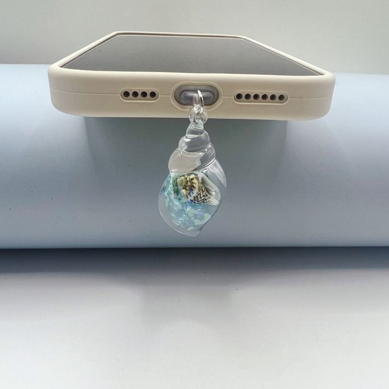 Spina di ricarica per telefono con spirale colorata trasparente e portafortuna a forma di conchiglia per Apple, Huawei e Android di tipo C._voghion.com