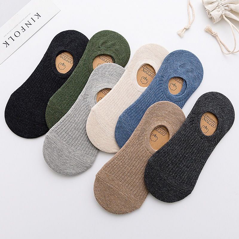 2025d 2025 Spring Summer Solid Color Non-Slip Silicone Invisible Men's Cotton Low-Cut Casual Short Socks_voghion.com