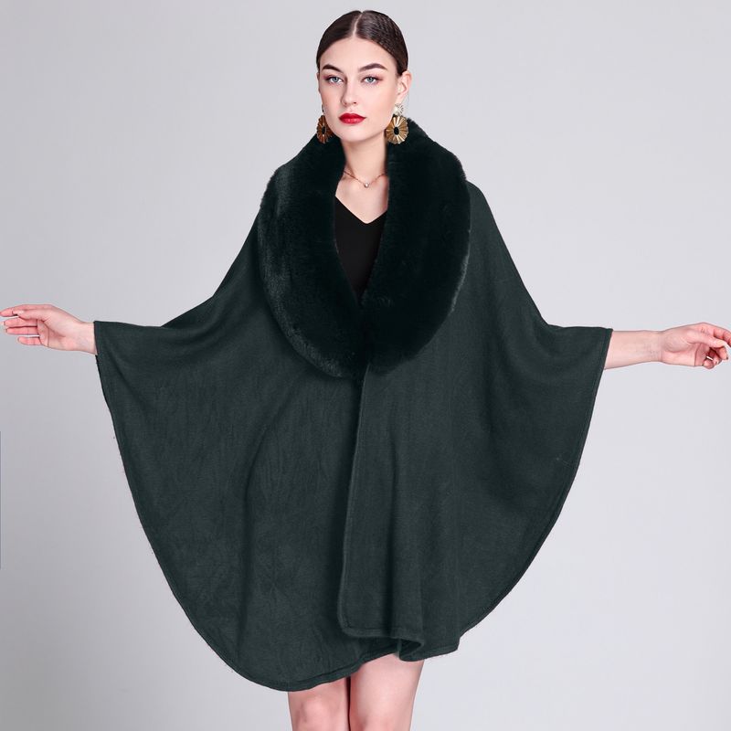Bontkraag cape cape grote maat gebreide cardigan losse cape jas vrouw_voghion.com
