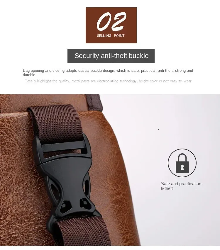 Borsa a tracolla vintage da uomo in pelle PU marrone, grande capacità, con ricarica USB, da viaggio, organizzata, tracolla 250224_voghion.com