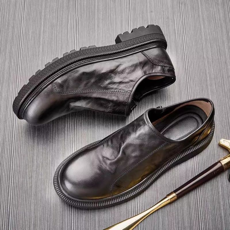 Glide Glide Single Breathable Export Genuine Top Layer Cowhide Wide Foot Casual Men's Youth Business Leather Shoes_voghion.com