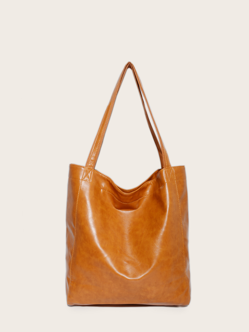 Pocket Women's Soft Leather Handheld One Shoulder Retro Oil and Wax Leather Large Capacity 2024 New Fashionable and Minimalist Tote Bag_voghion.com
